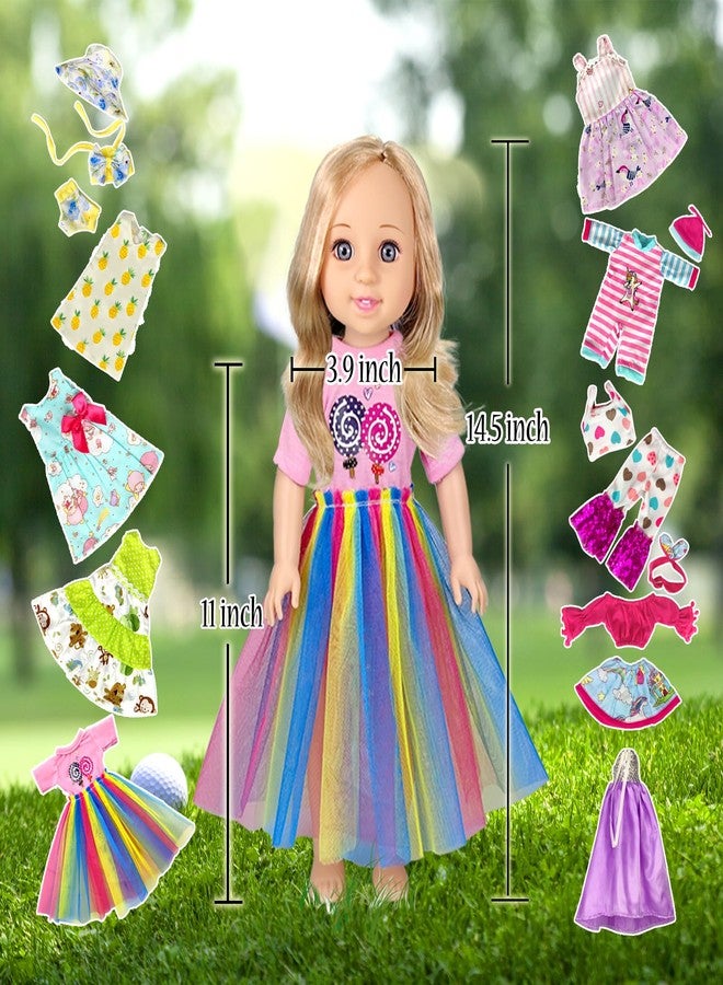 WONDOLL 10-Sets Doll-Clothes for American-14-inch-Dolls - Compatible with 14.5-inch-Dolls Handmade Clothes and Outfits Accessories Christmas Birthday Gift for Little Girl - Image 3